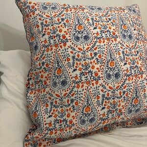 John Robshaw Blue Busun  Linen-Cotton Fabric pillow cover